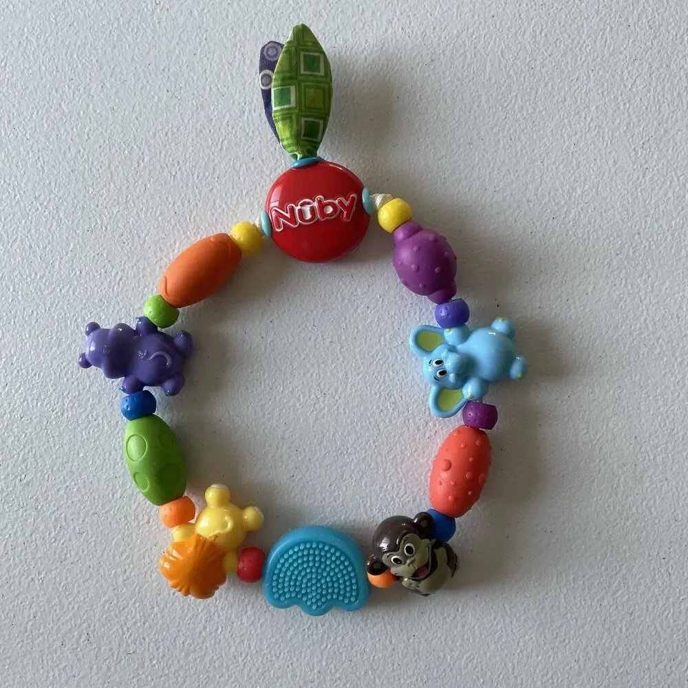 Nuby Safari Friends Soothing Teether Ring Infant Baby Toy Animals Colorful